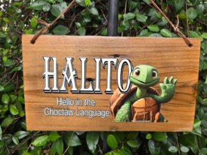 Halito wave Halito Waving Turtle - Reclaimed wood sign