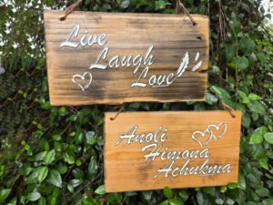Live, Laugh, Love Anoli Himona Ackukma - Reclaimed wood sign
