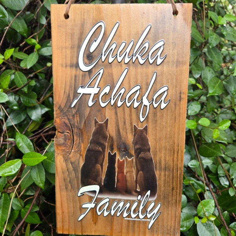 Wolf Family verticle Chuka Achafa vertical - Reclaimed wood sign
