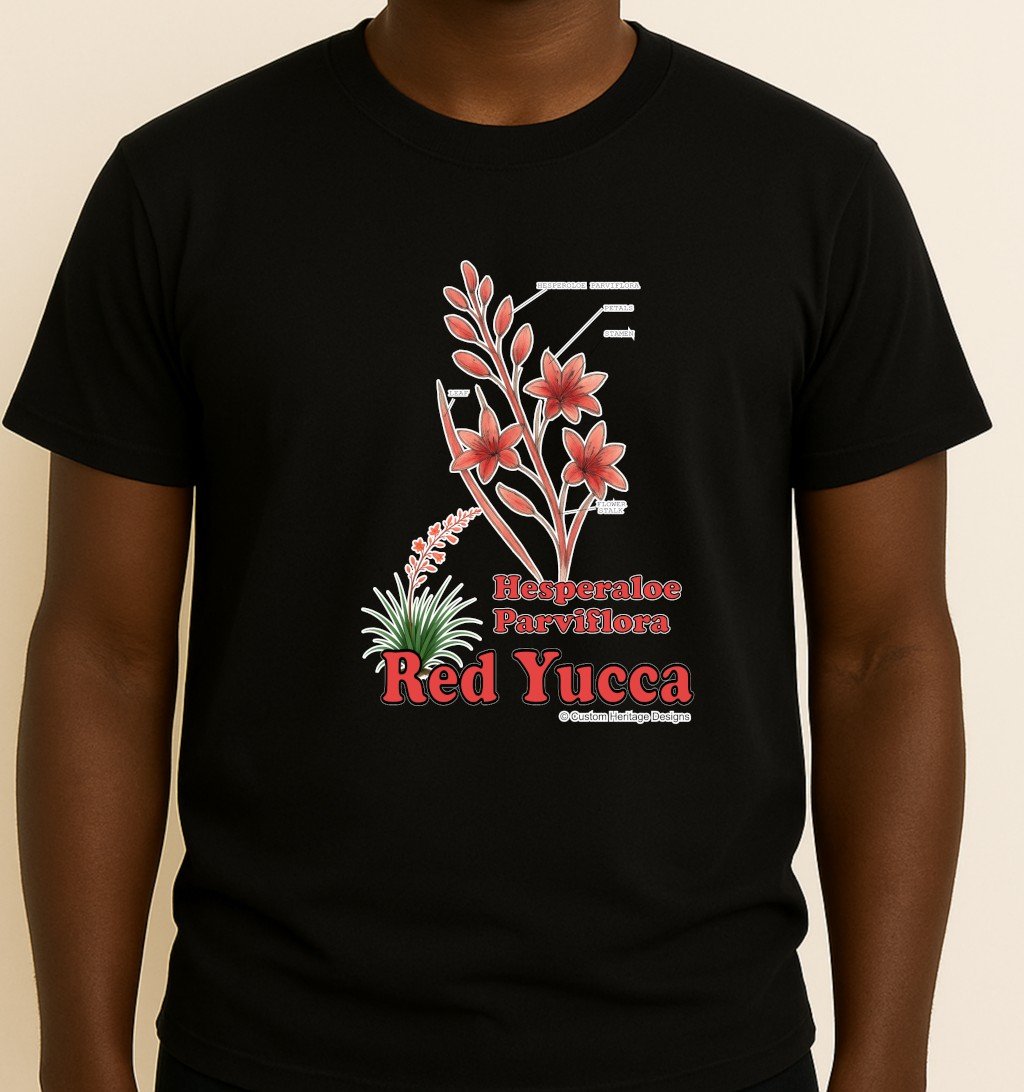 Red Yucca Black Hesperaloe parviflora - Graphic T