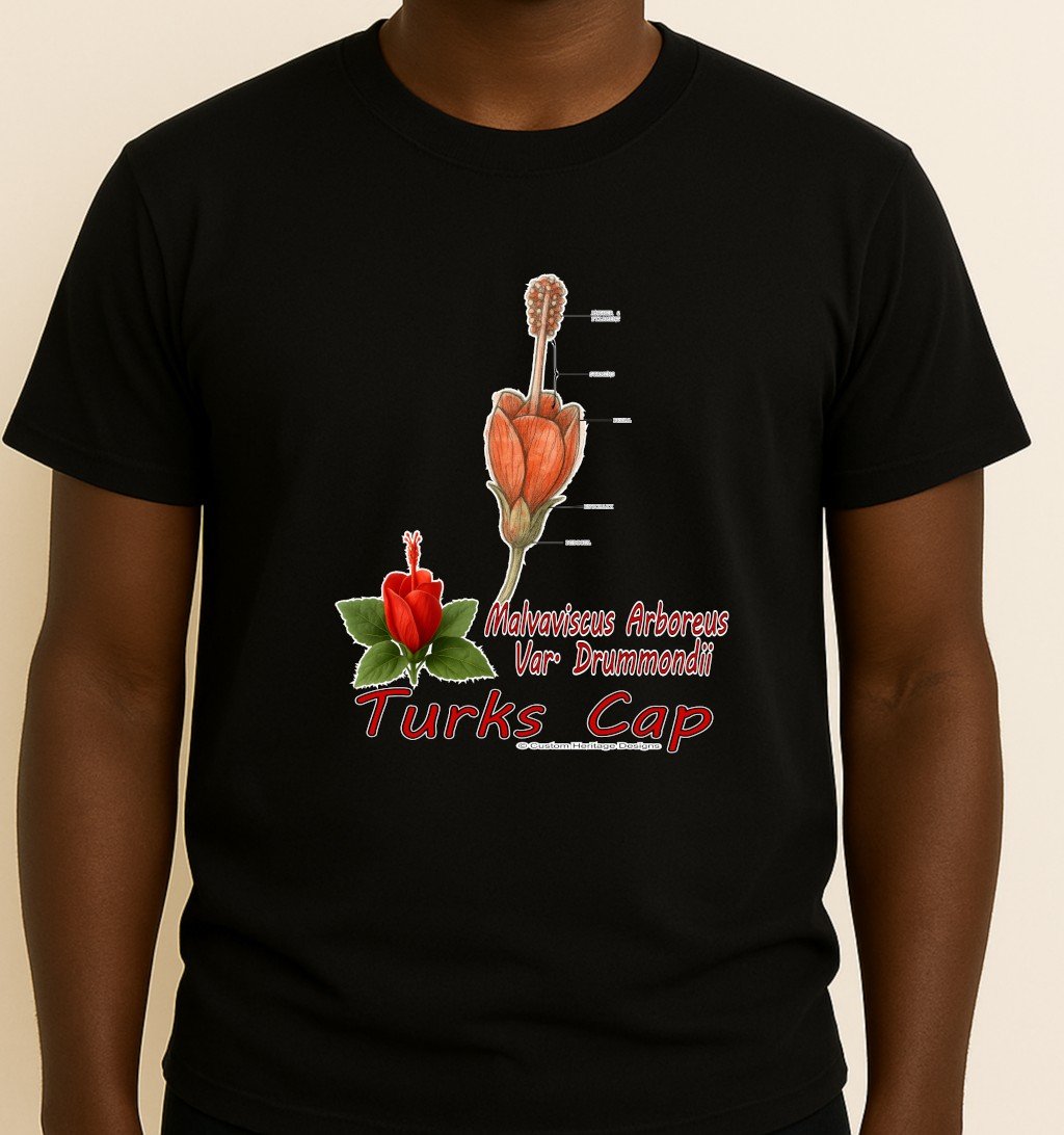 Turks Cap Black Malvaviscus arboreus var. drummondii - Graphic T